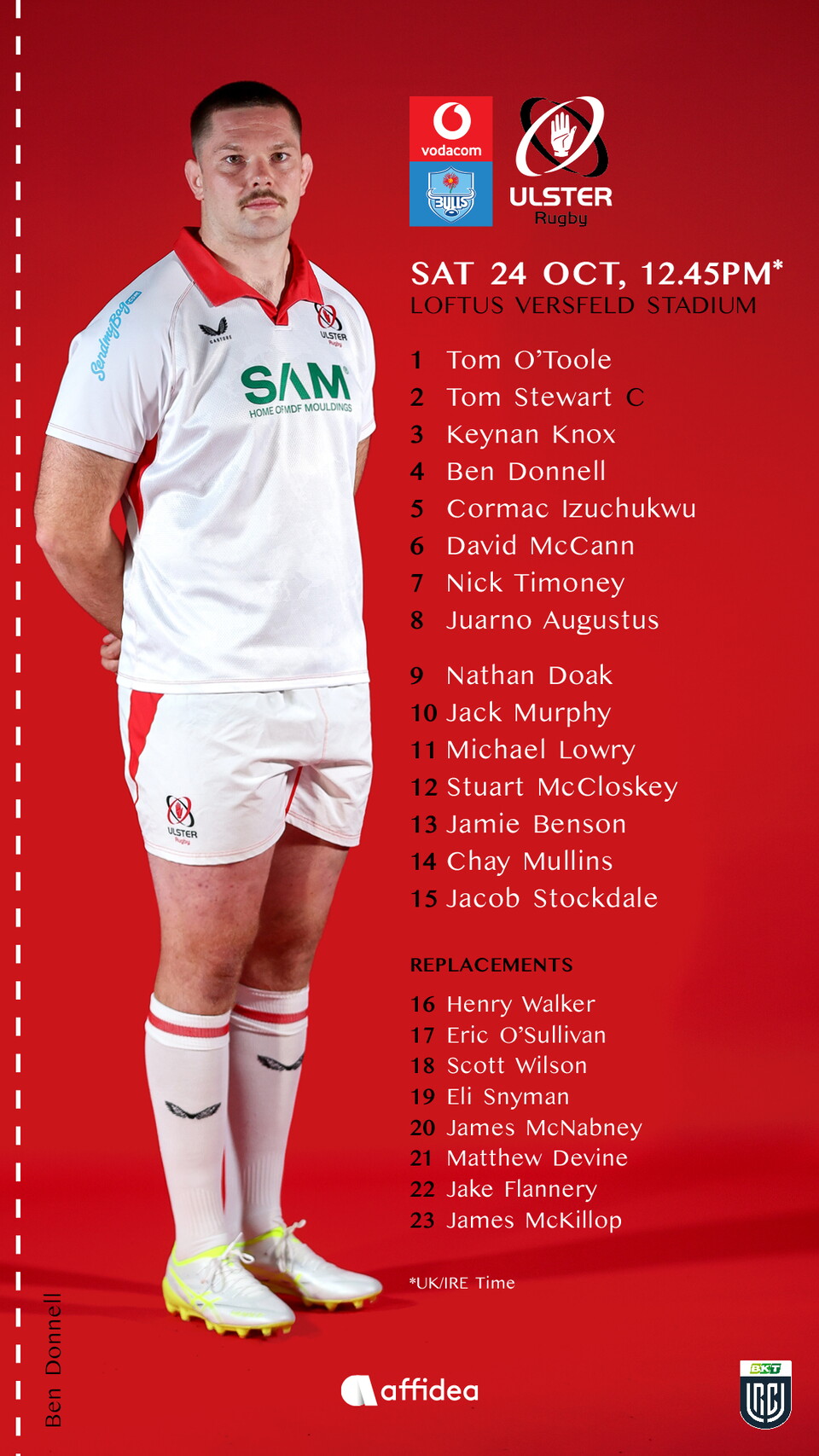 Ulster team to face Bulls