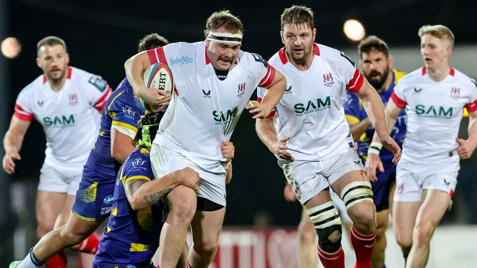 Ulster's Academy prop, Tom McAllister, on the charge