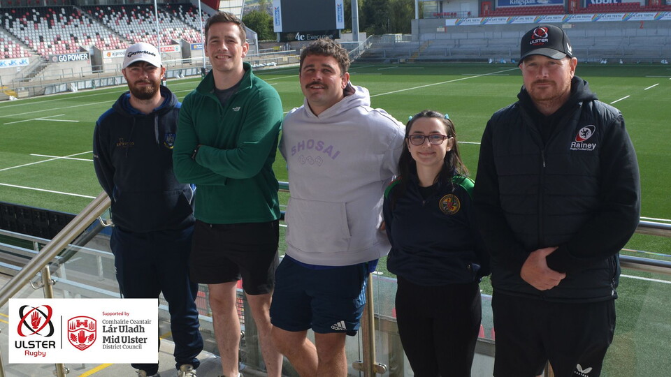 L-R: Ryan Ross (Dungannon CPO), Eugene McKenna (Clogher Valley Community Coach), Luke Russell (Clogher Valley CPO), Naomi Dunwoody (Clogher Valley Community Coach), Dean Talbot (Rainey CPO)