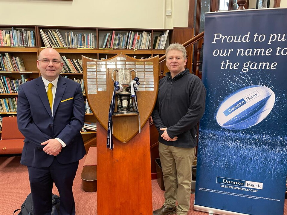 Danske Bank representative Paidin Loughran and RS Dungannon Principal Dr David Burnett.