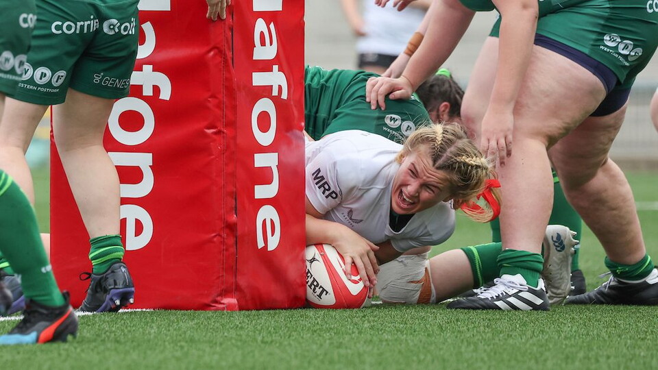India Daley celebrates after scoring against Connacht in a 25-25 thriller in Belfast last year.