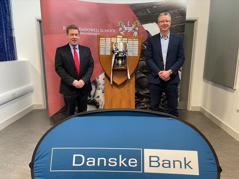 Rainey Endowed School Principal Neil McClements and Danske Bank Head of GB Mortgage Paddy Mullan