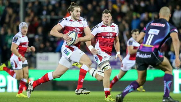 Stuart McCloskey facing Exeter Chiefs at Sandy Park, January 2017.