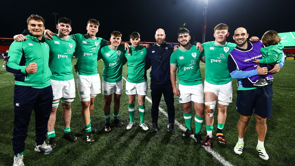 Ulster players following the conclusion of the 2024 U20 Six Nations.