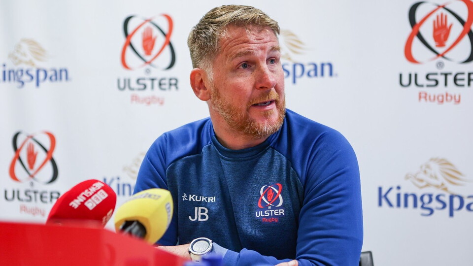Ulster's Defence Coach, Jonny Bell, Ulster hooker Tom Stewart and universal back player, Stewart Moore, speak to the media ahead of the opening BKT United Rugby Championship Round 1 fixture against Zebre Parma.