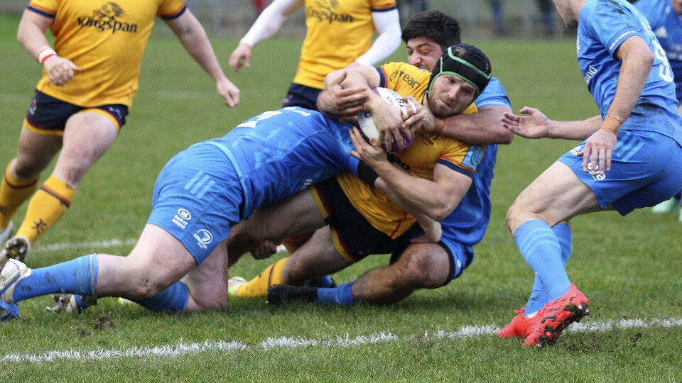 Leinster edged out Ulster in a fiercely competitive and thrilling game at a blustery Banbridge Rugby Club on Friday afternoon.