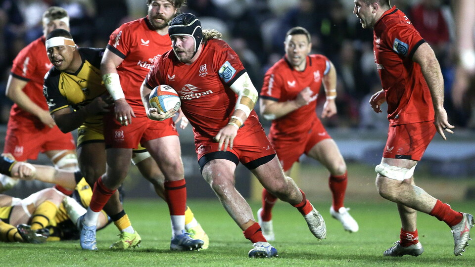 Ulster kept their United Rugby Championship play-off hopes alive with a bonus point victory against the Dragons at Rodney Parade.