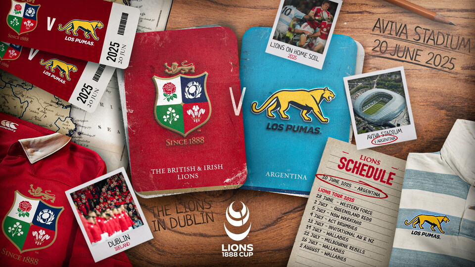 The British & Irish Lions will face Argentina at Aviva Stadium in Dublin on Friday 20 June 2025 for the Lions 1888 Cup.