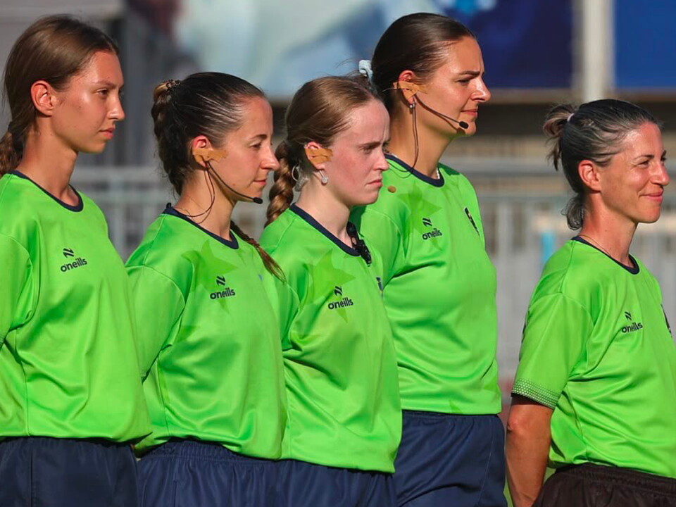 Alanna Kerr and her team of officials prior to the commencement of the 2026 Rugby Europe Sevens final.  