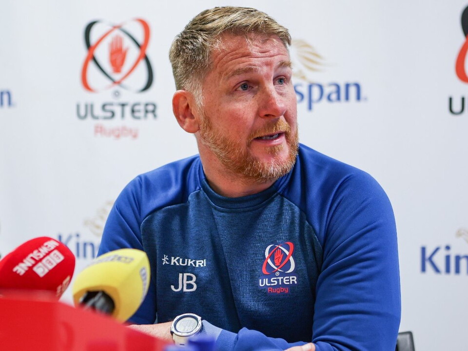 Ulster's Defence Coach, Jonny Bell, Ulster hooker Tom Stewart and universal back player, Stewart Moore, speak to the media ahead of the opening BKT United Rugby Championship Round 1 fixture against Zebre Parma.