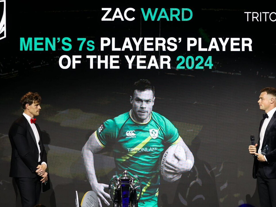 Zac Ward was crowned the Tritonlake Men's 7s Players' Player of the Year last night at the Rugby Players Ireland awards in Dublin last night.
