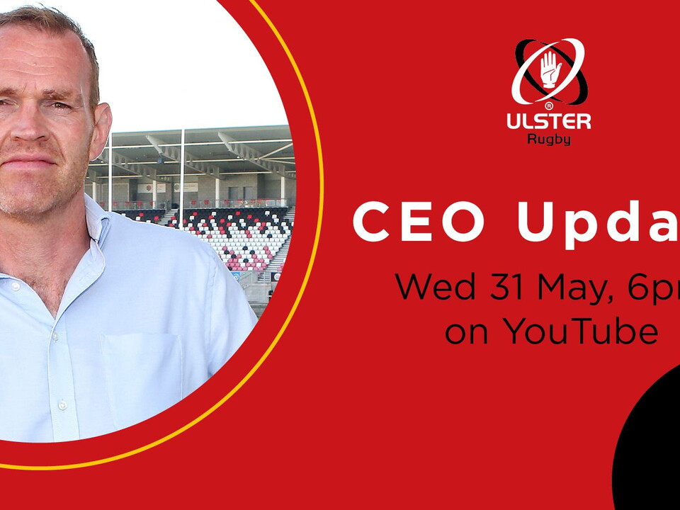 Following the conclusion of the 2022/23 season, Ulster Rugby CEO Jonny Petrie will update supporters through a free-to-watch live YouTube stream on Wednesday 31 May from 6pm.