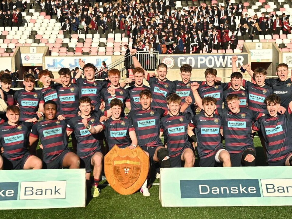 Belfast Royal Academy secured the Danske Bank Schools' Shield in a high-scoring encounter at Affidea Stadium, overcoming a resilient Coleraine Grammar School side 43-35 in a match that remained competitive until the final whistle.