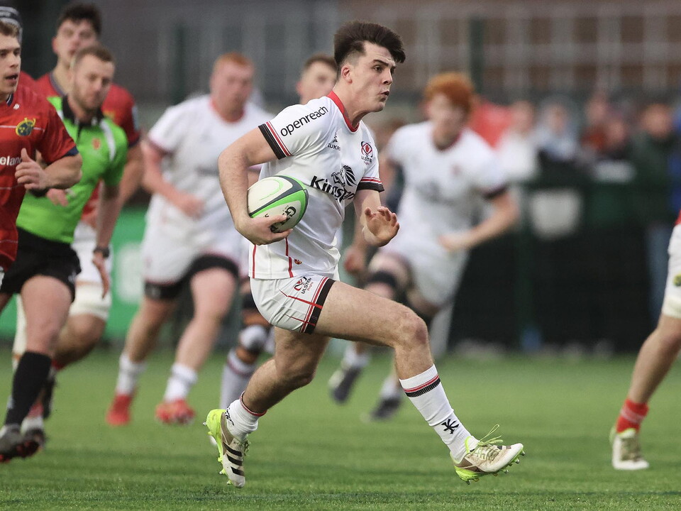 Ulster Development produced a dominant display to outscore their Munster counterparts by six tries to one in the wind and rain at Newforge Sports Complex.